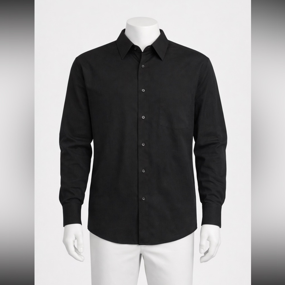 Men black bottom down long sleeve shirt
